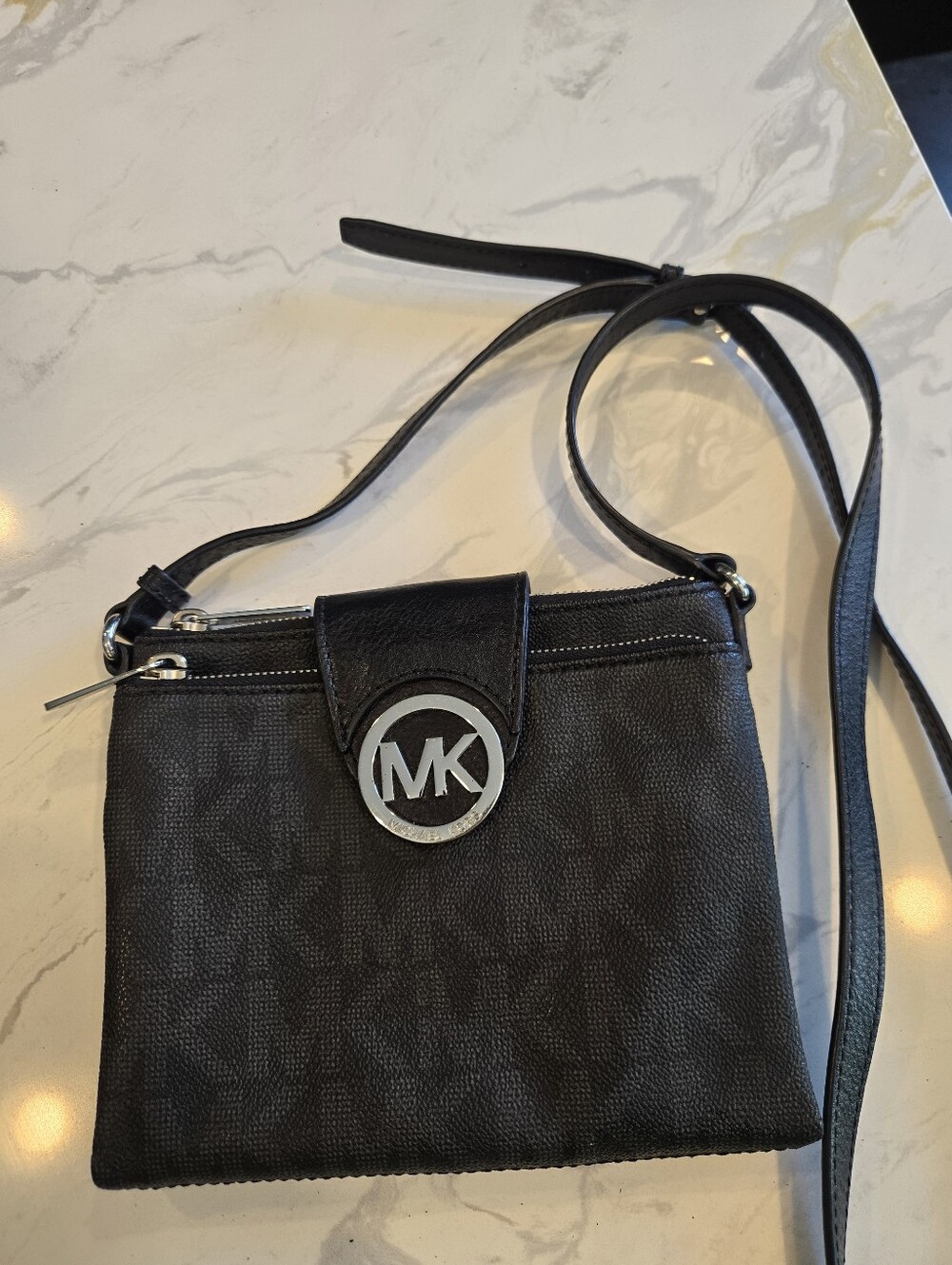 Michael Kors Black Crossbody Bag with Silver Hardware